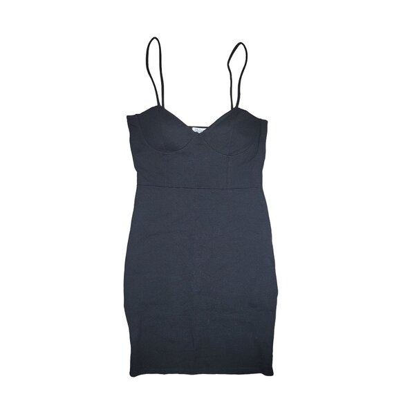 Haley & June Black Spaghetti Strap structure bodycon Dress L LBD - Picture 5 of 5